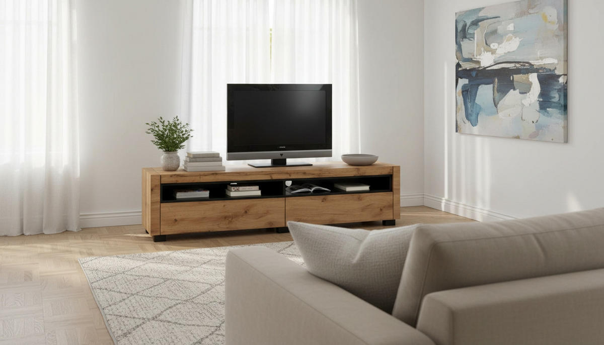 LOWBOARD  180/46/40 cm  - Eichefarben/Schwarz, Design, Holzwerkstoff (180/46/40cm) - Xora