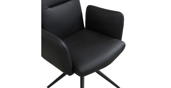 ARMLEHNSTUHL  Sitzfläche 360° drehbar, automatische Rückholfunktion  Echtleder  - Schwarz, Trend, Leder/Metall (63/89/62cm) - Novel