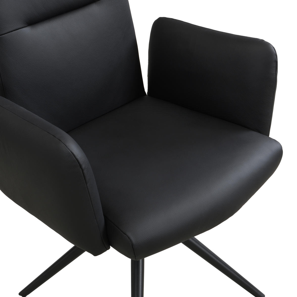 ARMLEHNSTUHL  Sitzfläche 360° drehbar, automatische Rückholfunktion  Echtleder  - Schwarz, Trend, Leder/Metall (63/89/62cm) - Novel