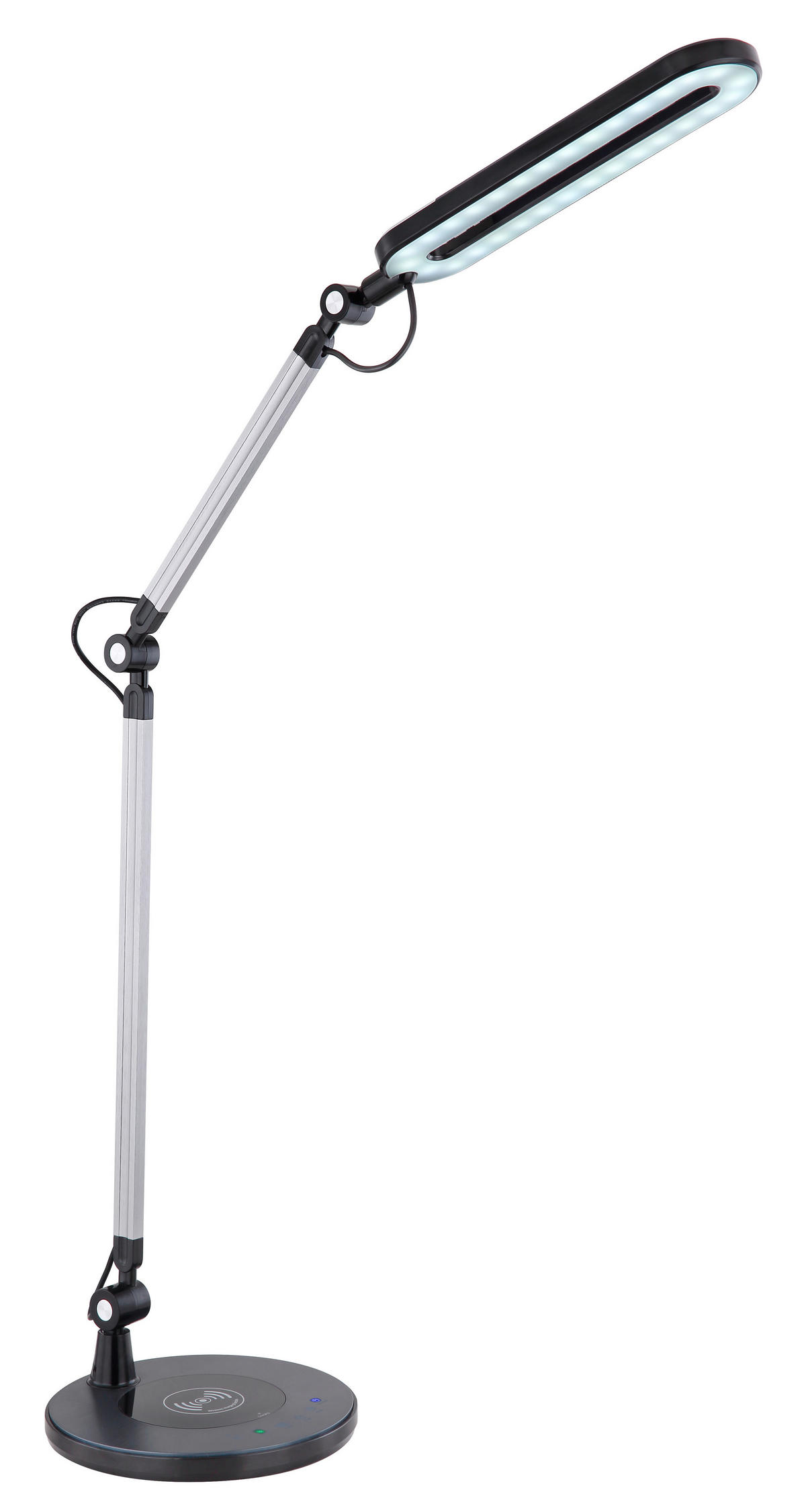 LED-SCHREIBTISCHLEUCHTE URSINO 58,7/20/107 cm   - Silberfarben/Schwarz, KONVENTIONELL, Kunststoff/Metall (58,7/20/107cm) - Globo