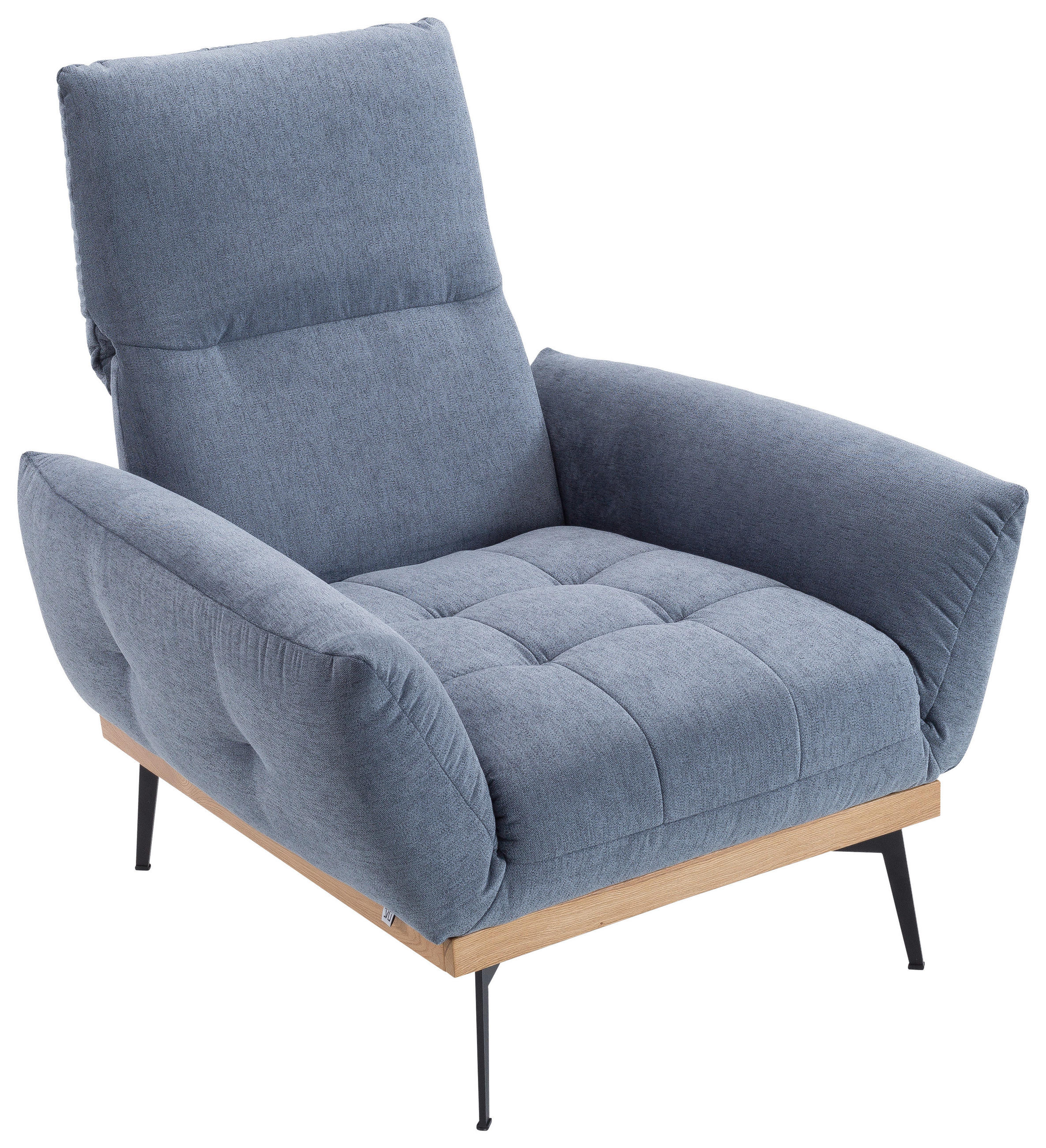 SESSEL in Flachgewebe Eichefarben, Dunkelblau  - Eichefarben/Schwarz, Design, Holz/Textil (92/87/95cm) - Stylife