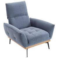 SESSEL in Flachgewebe Dunkelblau, Eichefarben  - Eichefarben/Schwarz, Design, Holz/Textil (92/87/95cm) - Stylife