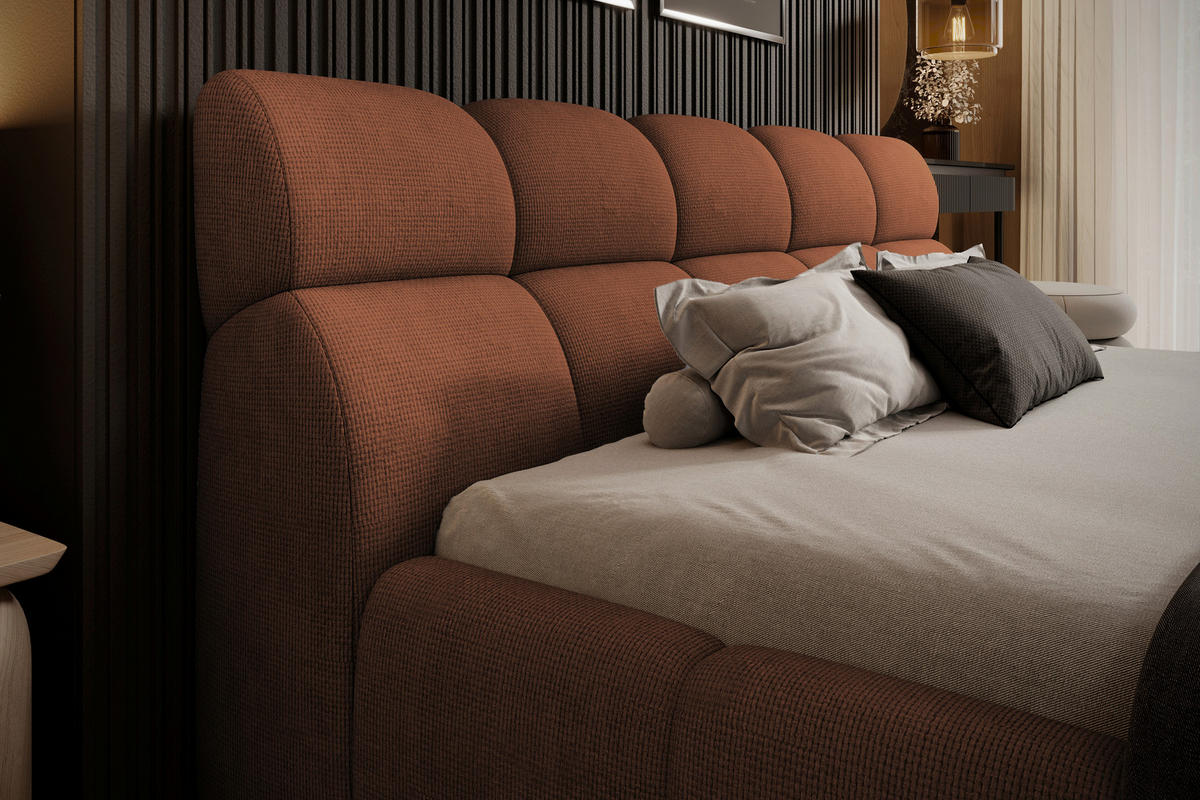 POLSTERBETT inkl. Bettkasten 180/200 cm  Terracotta  - Terracotta/Schwarz, Design, Holz/Kunststoff (180/200cm) - Esposa