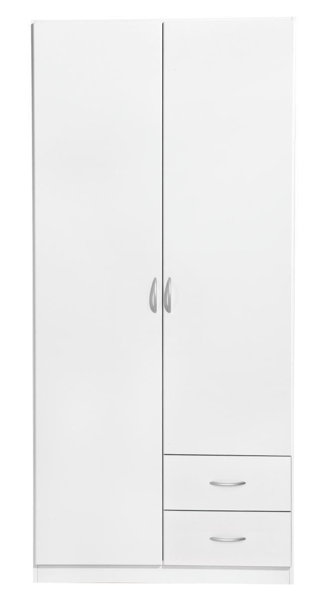 KLEIDERSCHRANK 91/197/54 cm 2-türig  - Silberfarben/Weiß, Design, Holzwerkstoff/Kunststoff (91/197/54cm) - Boxxx