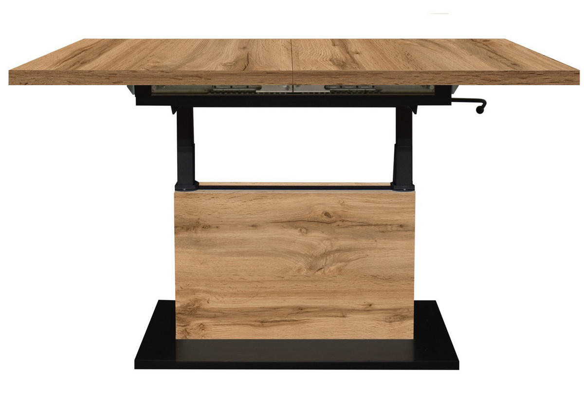 COUCHTISCH Lift Couchtisch rechteckig Schwarz, Eiche Wotan  - Eiche Wotan/Schwarz, Design, Holzwerkstoff/Metall (120-160/56-75/70cm) - MID.YOU