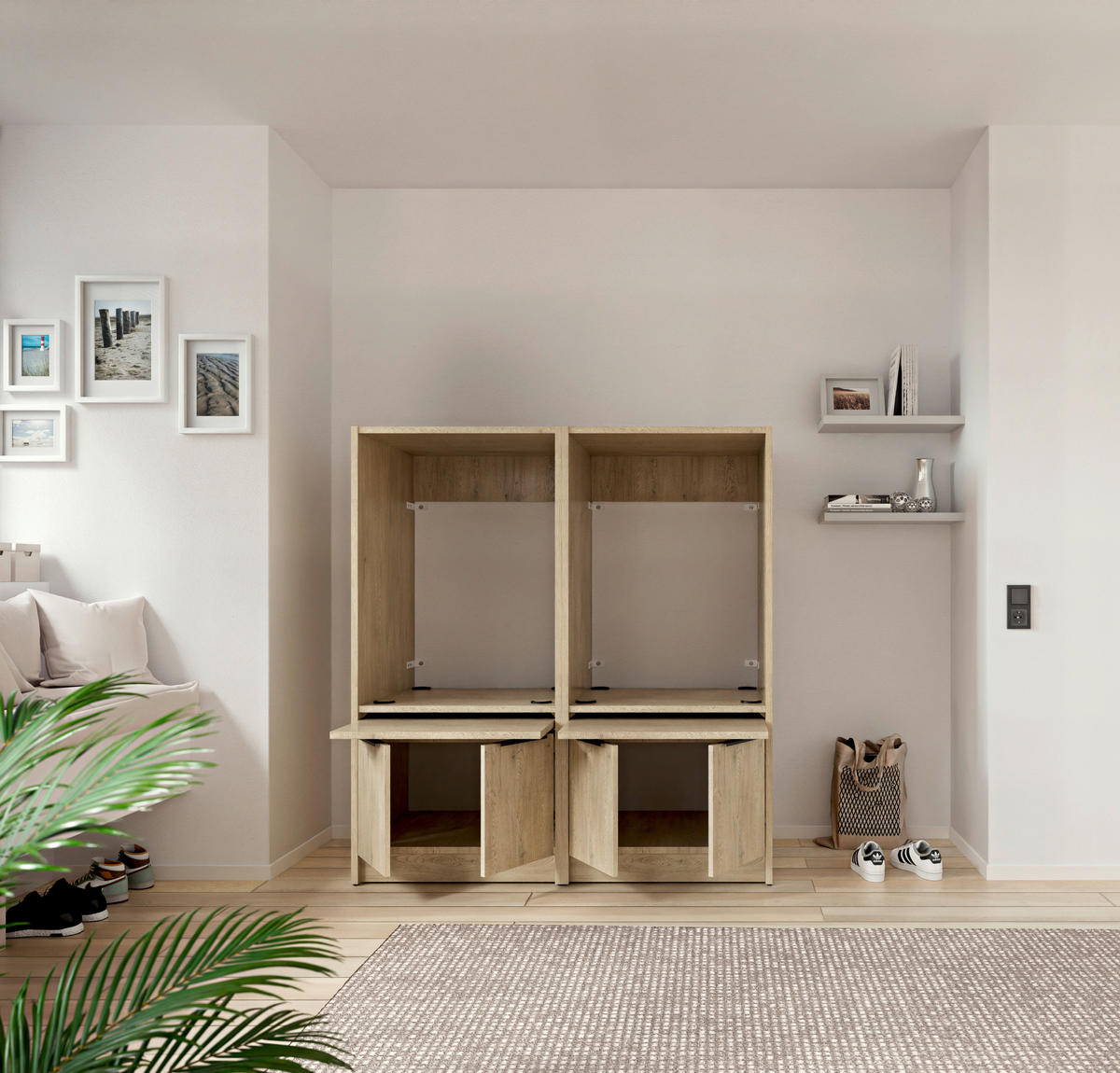 WASCHMASCHINENSCHRANK 70/150/68 cm  in Eichefarben  - Eichefarben/Schwarz, Basics, Holzwerkstoff/Kunststoff (70/150/68cm) - MID.YOU