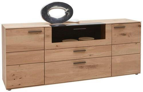 SIDEBOARD Lavia  in 192/77/44 cm  - Eichefarben/Anthrazit, Natur, Glas/Holz (192/77/44cm) - Valnatura