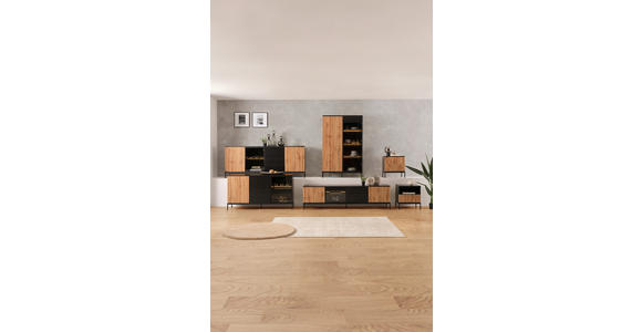 HIGHBOARD  in 103/167/38 cm  - Eiche Wotan/Schwarz, KONVENTIONELL, Glas/Holzwerkstoff (103/167/38cm) - Xora