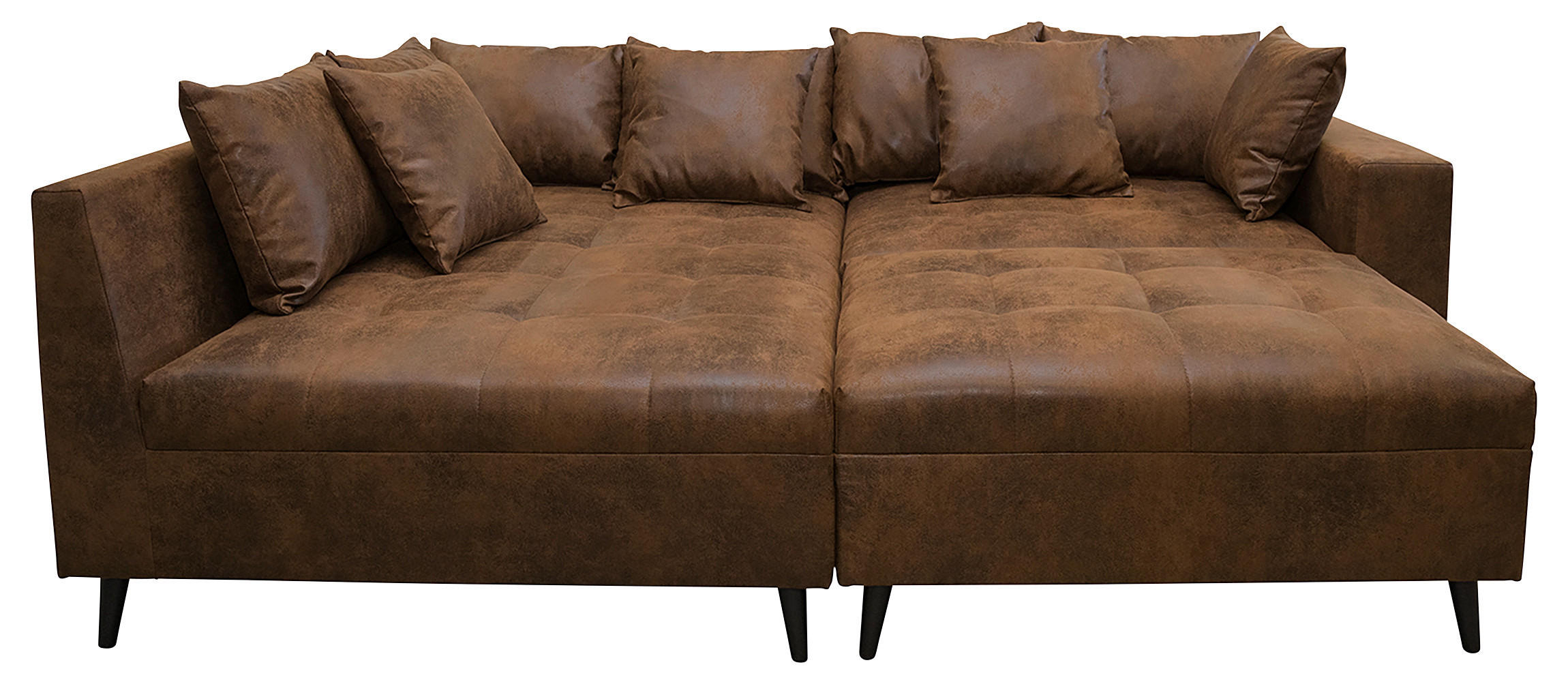Ecksofa inkl. Hocker Braun Mikrofaser  - Schwarz/Braun, Design, Holz/Textil (174/247cm) - MID.YOU