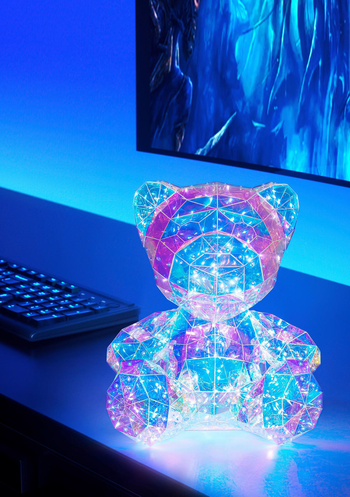 LED-DEKOLEUCHTE Bär 19/20/25 cm   - Transparent/Perlmutt, Design, Kunststoff (19/20/25cm) - Novel