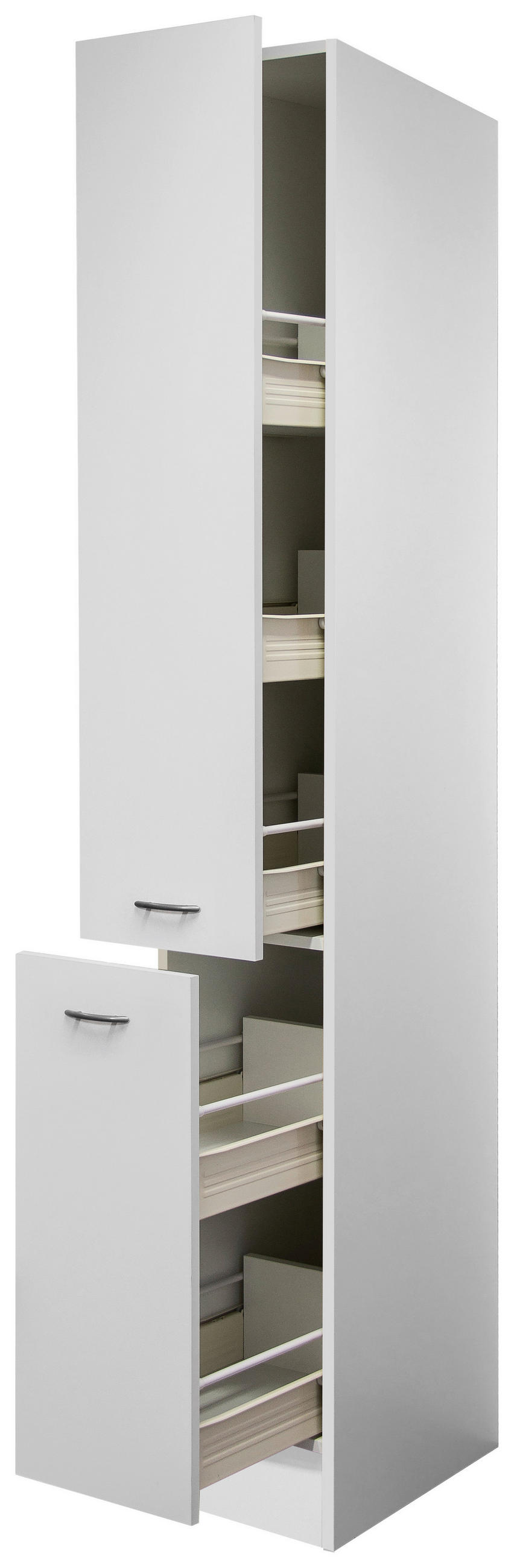 APOTHEKERSCHRANK 30/200/57,1 cm  in Weiß  - Edelstahlfarben/Weiß, Holzwerkstoff/Kunststoff (30/200/57,1cm) - FlexWell