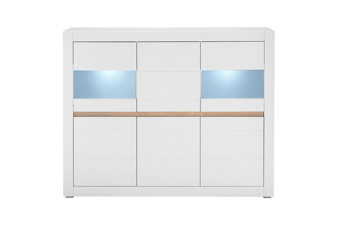 HIGHBOARD , 165/132/42 cm,  - Eichefarben/Silberfarben, Design, Holzwerkstoff/Kunststoff (165/132/42cm) - MID.YOU