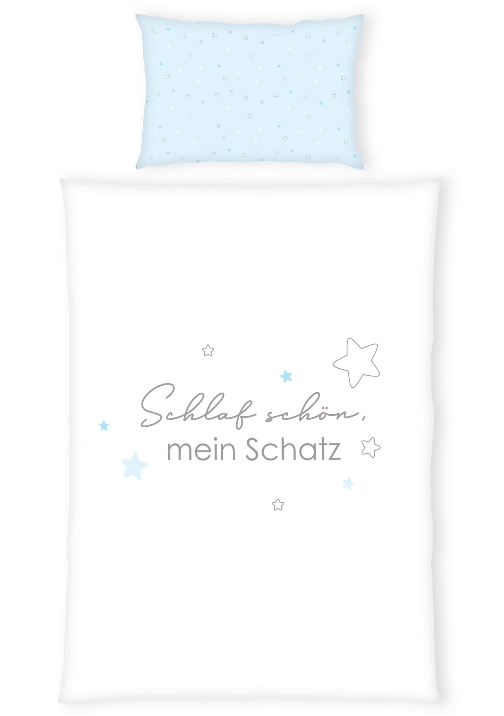 BABYBETTWÄSCHE 100/135 cm  - Blau/Weiß, KONVENTIONELL, Textil (100/135cm)