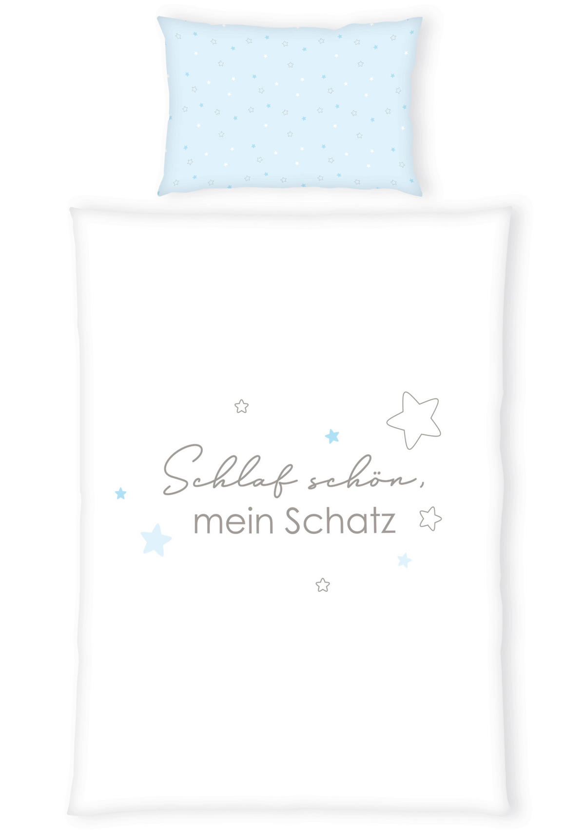 BABYBETTWÄSCHE 100/135 cm  - Blau/Weiß, KONVENTIONELL, Textil (100/135cm)