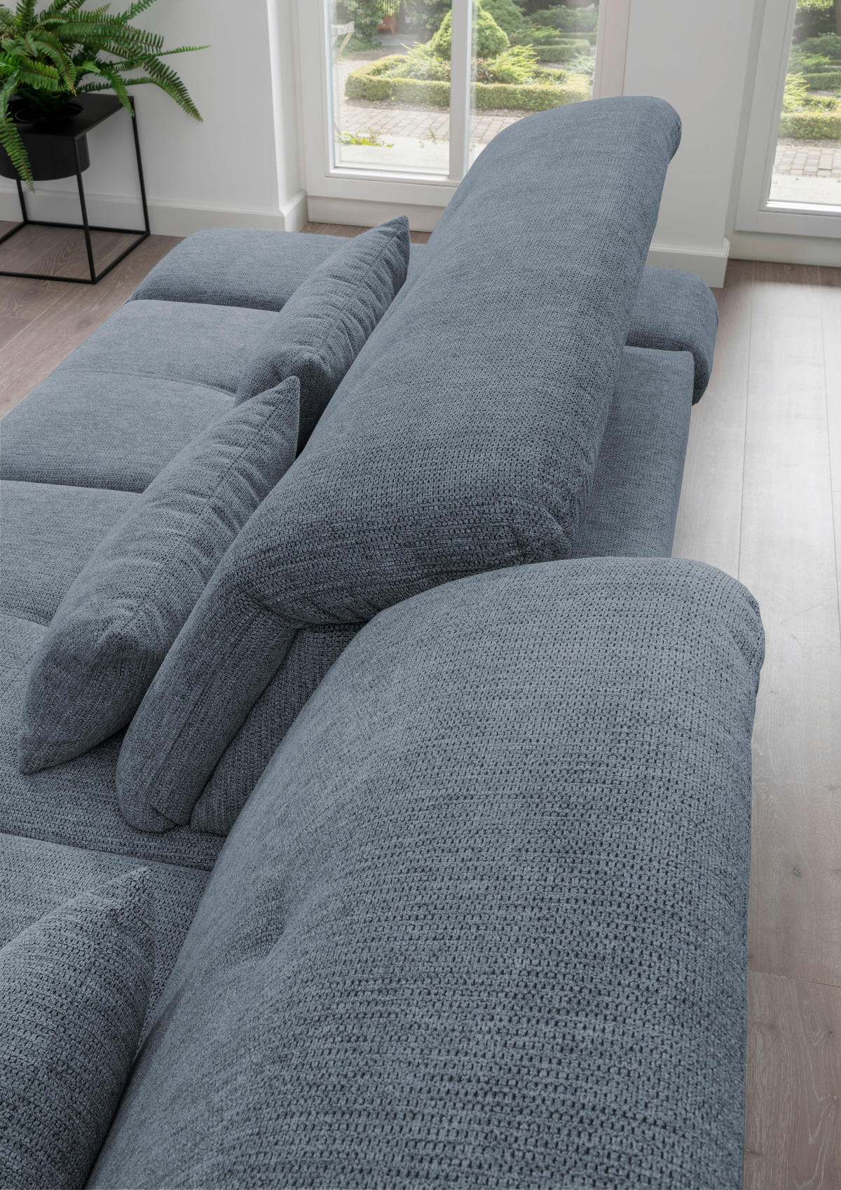 ECKSOFA in Chenille Hellblau  - Chromfarben/Hellblau, Design, Textil/Metall (300/196cm) - Livetastic