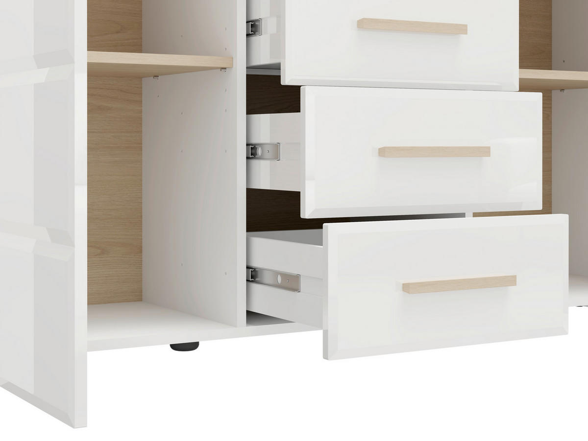 KOMÓD 154/88/40 cm  - Bianco tölgy/fehér, Basics, műanyag/faalapú anyag (154/88/40cm) - Carryhome