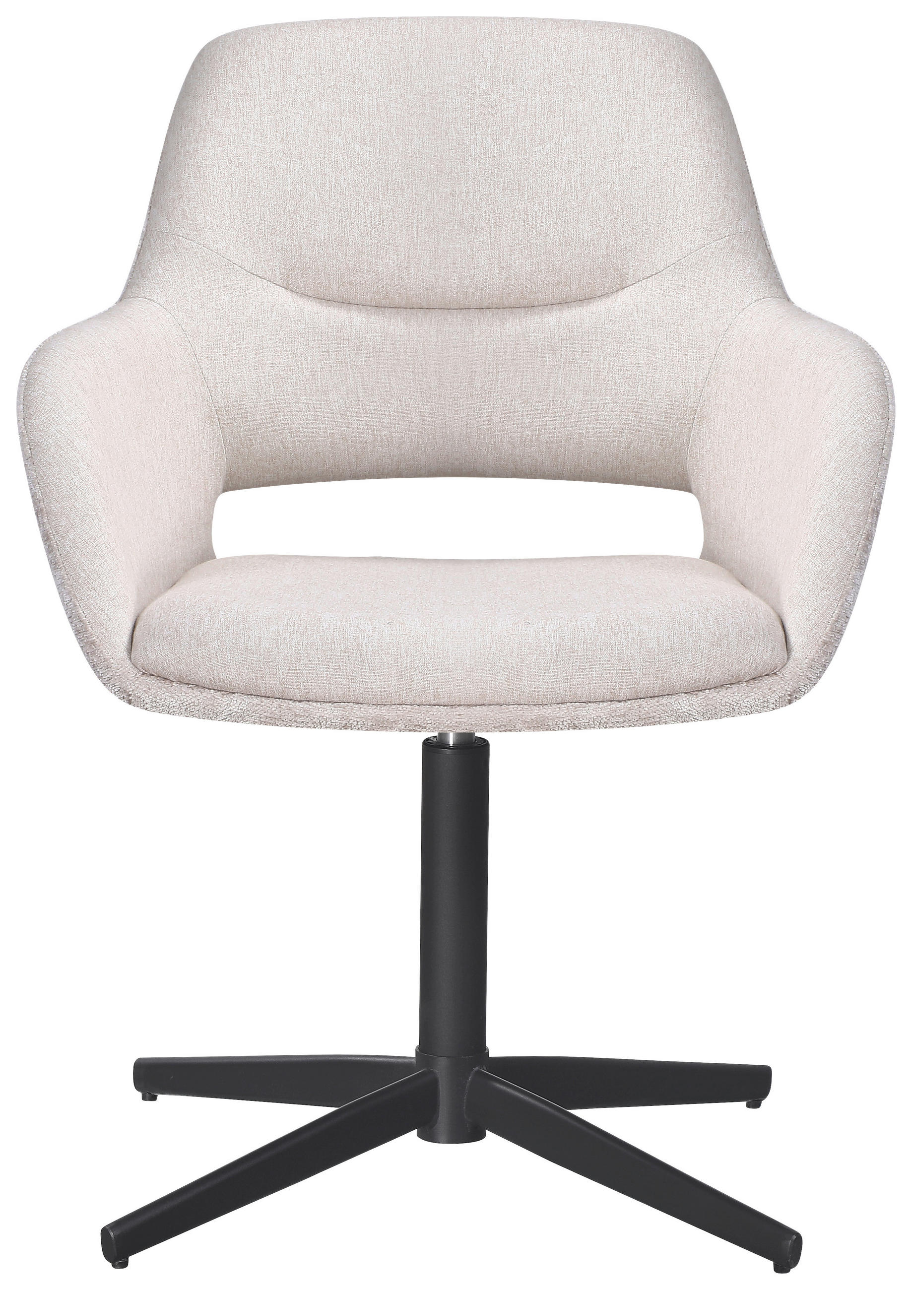 ARMLEHNSTUHL  in Eisen Chenille, Leinenoptik  - Beige/Schwarz, KONVENTIONELL, Textil/Metall (61/85/63cm) - MID.YOU