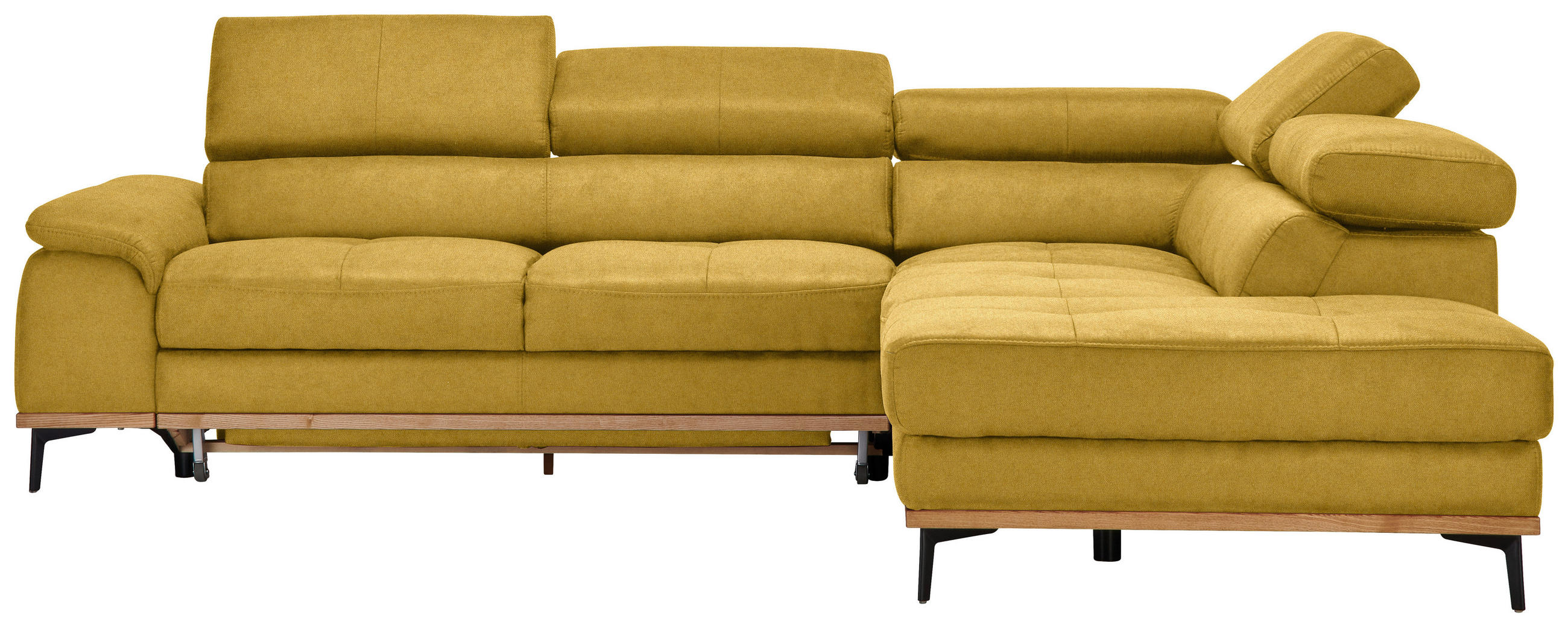 ECKSOFA  in Webstoff Gelb  282/226 cm  - Gelb/Schwarz, Natur, Holz/Textil (282/226cm) - Novel