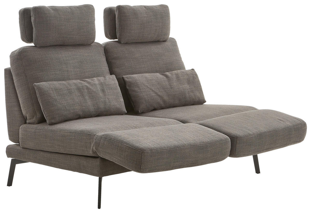2-SITZER-SOFA Flachgewebe Schwarz  - Schwarz, KONVENTIONELL, Textil/Metall (170-218/87/93-141cm) - Hom`in