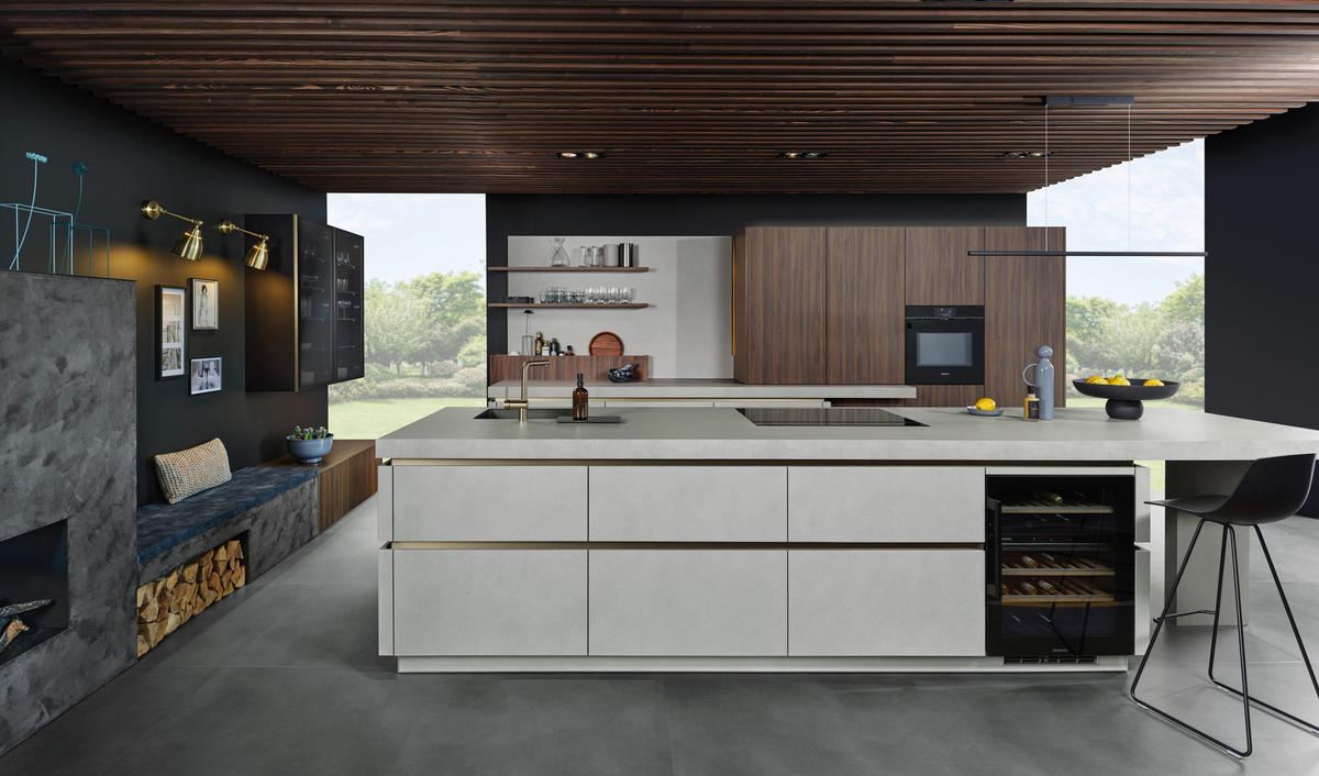 EINBAUKÜCHE   - Dunkelbraun/Hellgrau, Basics, Holzwerkstoff - EWE