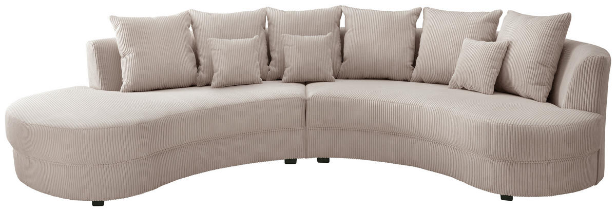 WOHNLANDSCHAFTOttomane rechts, organische Form  in Cord Beige  - Beige/Schwarz, Design, Kunststoff/Textil (160/300cm) - Livetastic