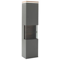 Vitrină, gri, stejar Wotan  - culoare nichel/gri, Design, sticlă/metal (50/208/37cm) - Stylife