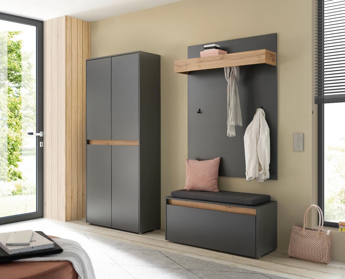 GARDEROBE 4-teilig  in 185/200/40 cm  - Anthrazit/Eiche Wotan, Design, Holzwerkstoff/Textil (185/200/40cm) - Modante