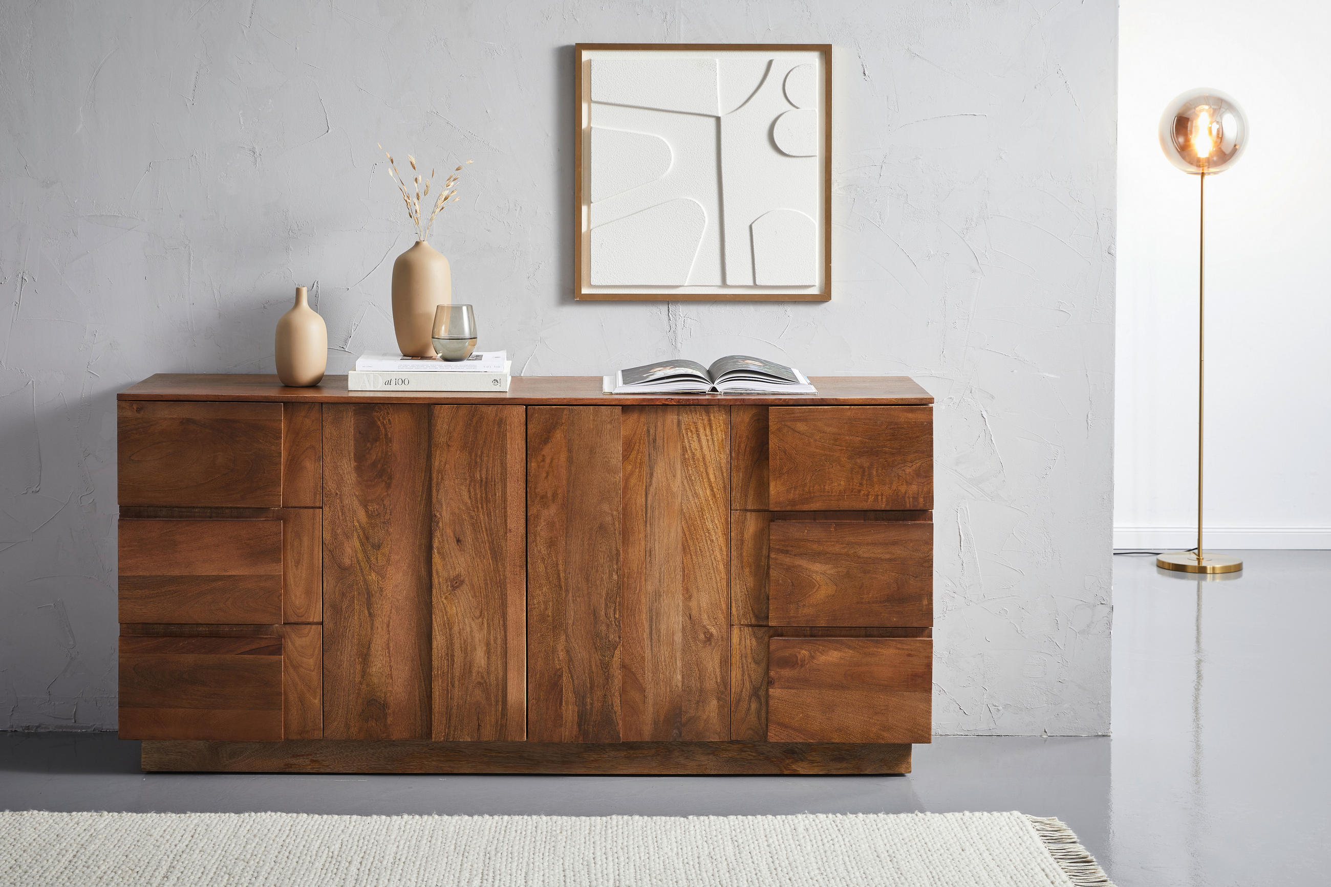 ŠIROKÁ KOMODA, mangové drevo, hnedá, 170/80/40 cm - hnedá, Design, drevo (170/80/40cm) - Livetastic