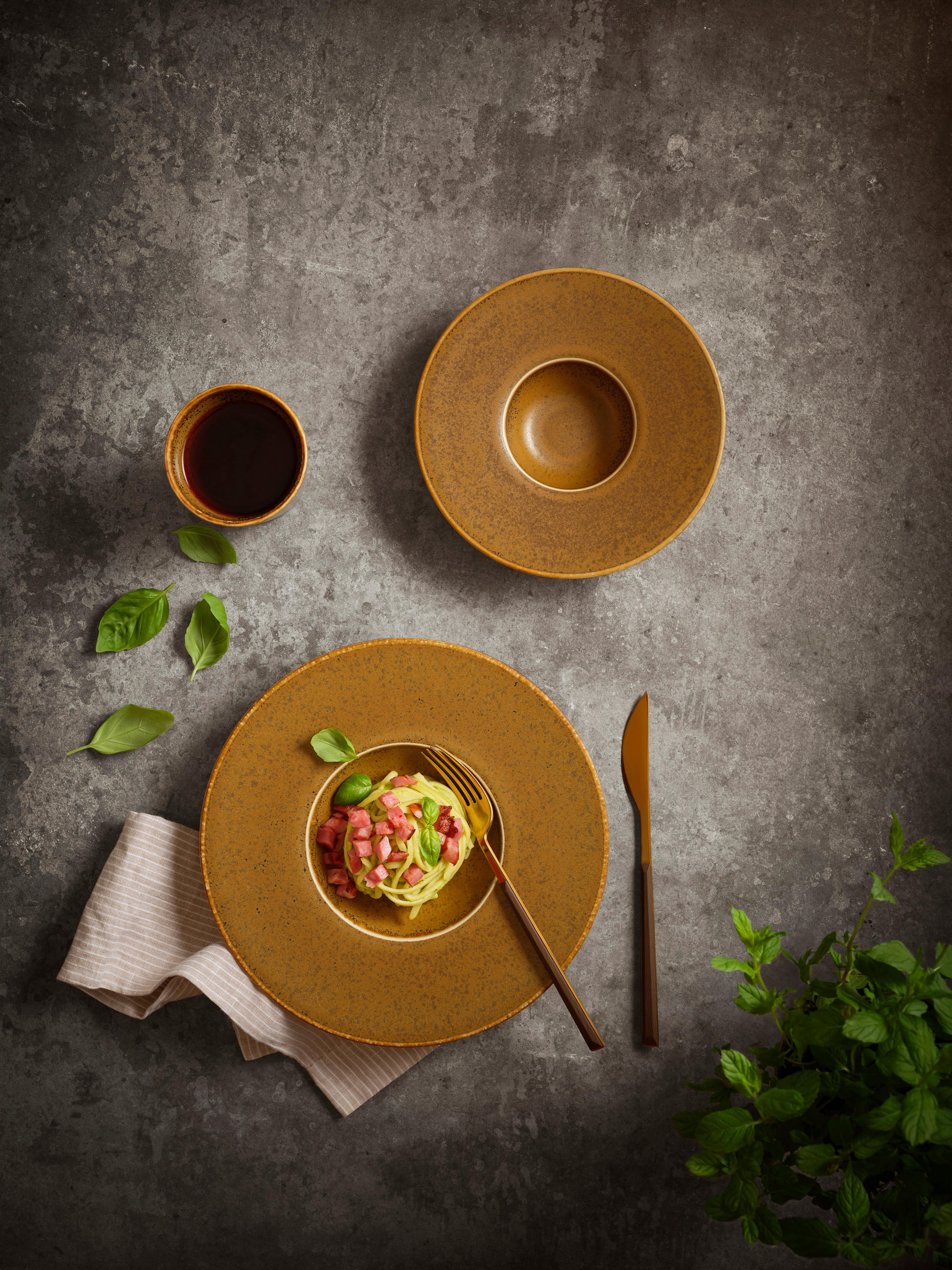TELLERSET 4-teilig  - Cognac, Basics, Keramik (25cm) - Mäser