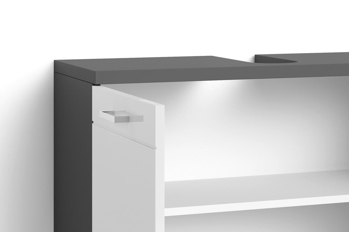 WASCHBECKENUNTERSCHRANK 80/59/31,5 cm  - Chromfarben/Weiß Hochglanz, MODERN, Holzwerkstoff/Metall (80/59/31,5cm) - MID.YOU