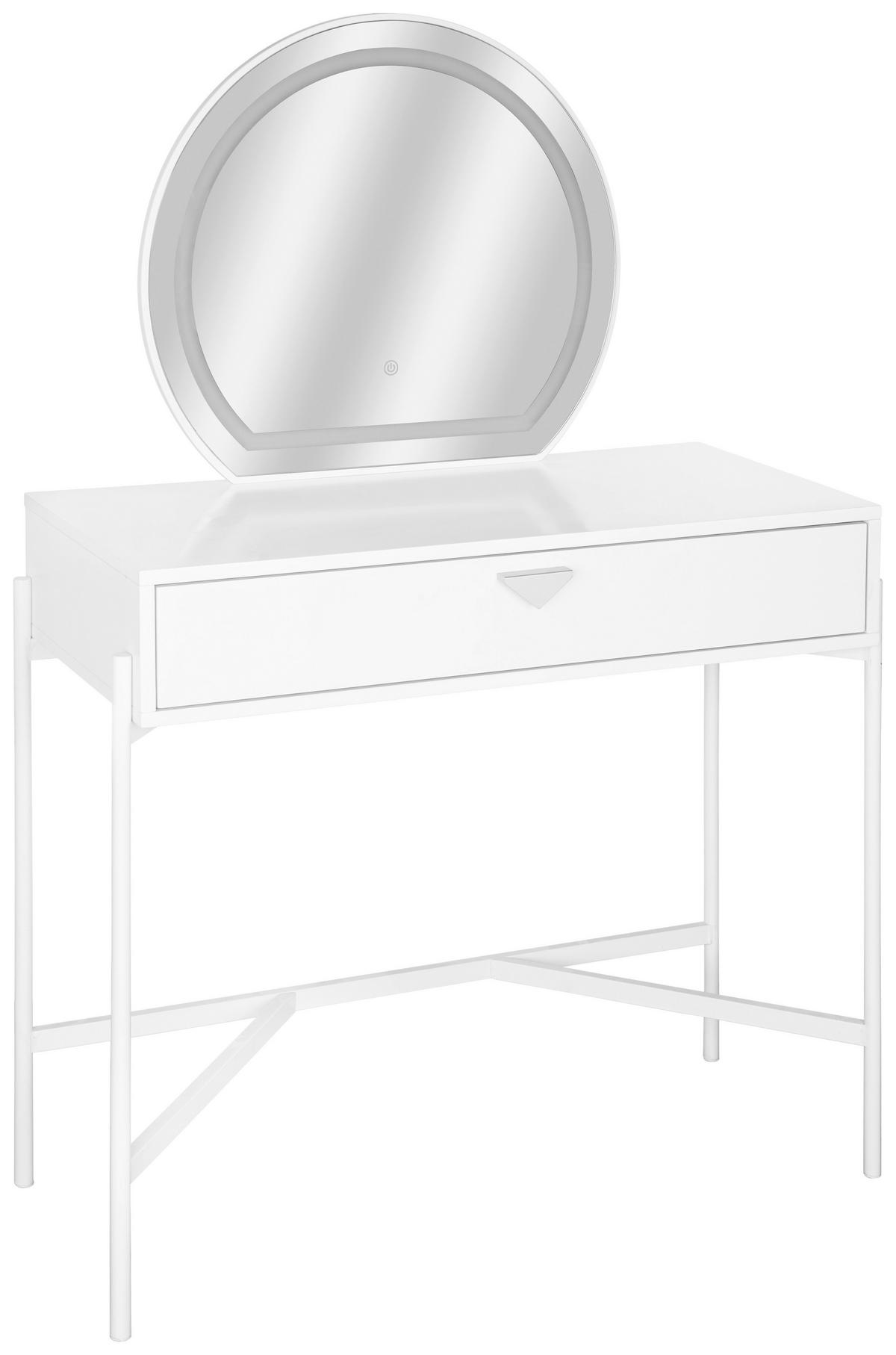 SCHMINKTISCH 90/40/132 cm, Weiss  - Weiss/Alufarben, Trend, Glas/Holzwerkstoff (90/40/132cm) - Milino