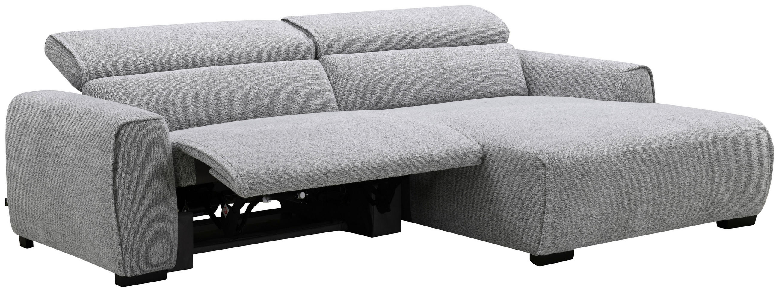 ECKSOFA Hellgrau Mikrofaser  - Hellgrau/Schwarz, Design, Textil/Metall (256/172cm) - Carryhome