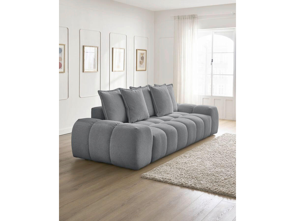 SCHLAFSOFA EVEREST  mit Armteil links, Armteil rechts Flachgewebe Dunkelgrau  - Dunkelgrau/Schwarz, MODERN, Kunststoff/Textil (278/115/90cm) - Livetastic