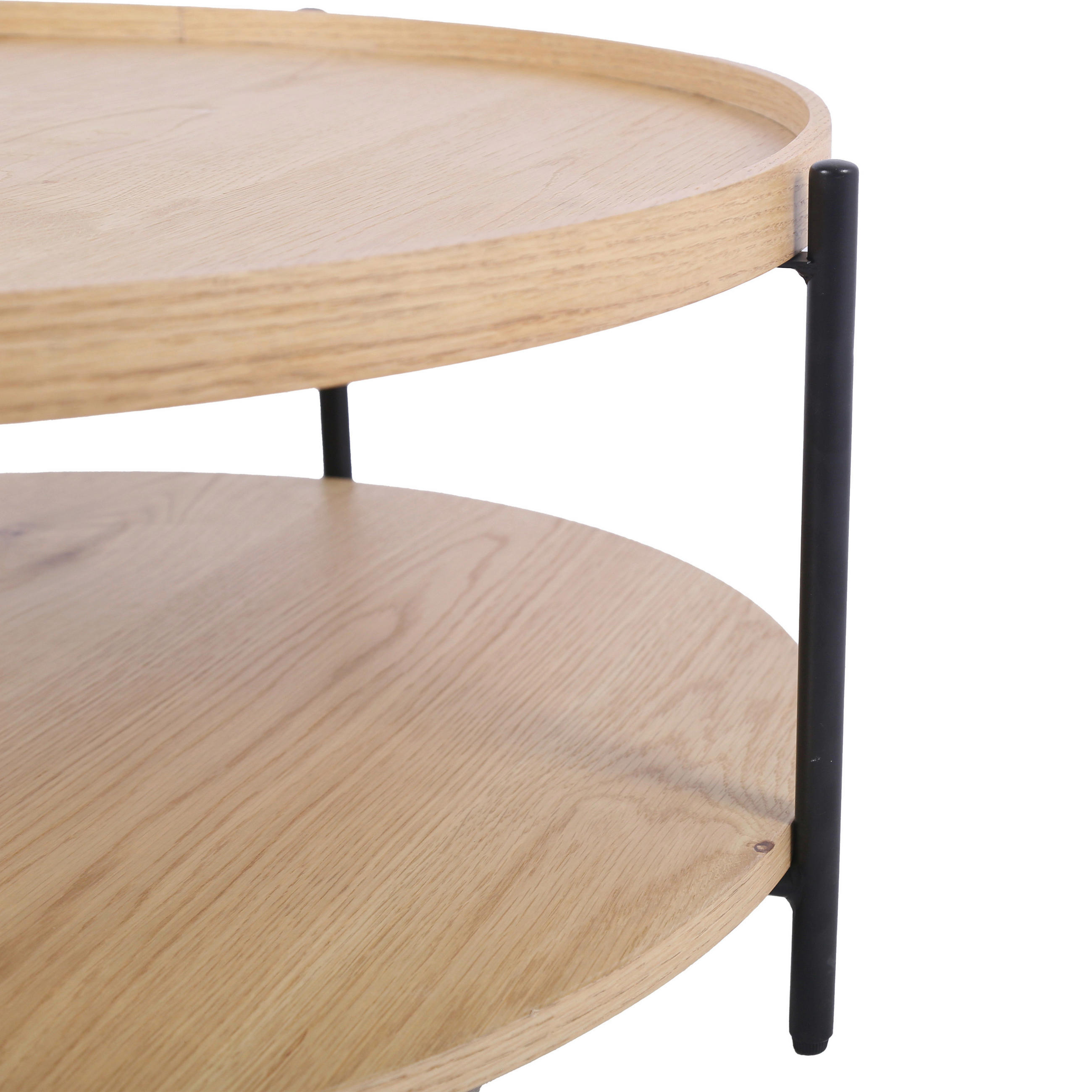 COUCHTISCH Eiche furniert 84/84/38 cm rund Schwarz, Eichefarben  - Eichefarben/Schwarz, Natur, Holz/Holzwerkstoff (84/84/38cm) - Stylife