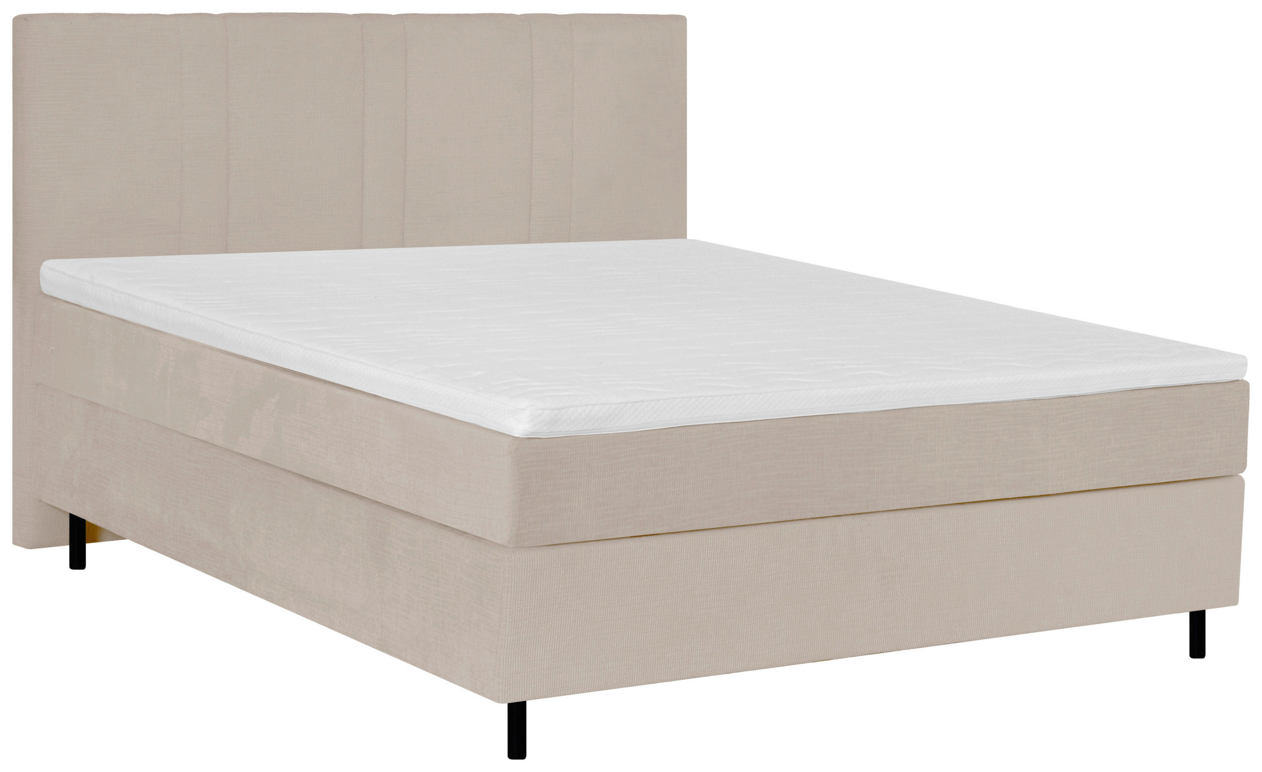 BOXSPRINGBETT 180/200 cm,  in Beige, Matratze, Topper, H5 + H5 = hart  - Beige/Schwarz, Design, Textil/Metall (180/200cm) - Welnova