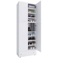 SKOSKÅP  i 70/200/39 cm  - vit/grå, Modern, trämaterial/plast (70/200/39cm) - MID.YOU