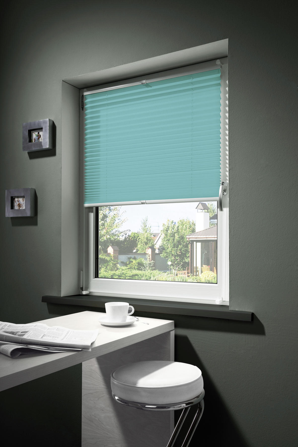 PLISSEE  halbtransparent   60/130 cm   - Blau, Basics, Textil (60/130cm)