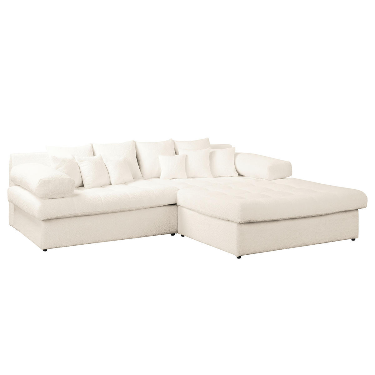 ECKSOFA Naomi Creme Chenille Rückenkissen  - Creme/Schwarz, Design, Kunststoff/Textil (284/243cm) - P & B
