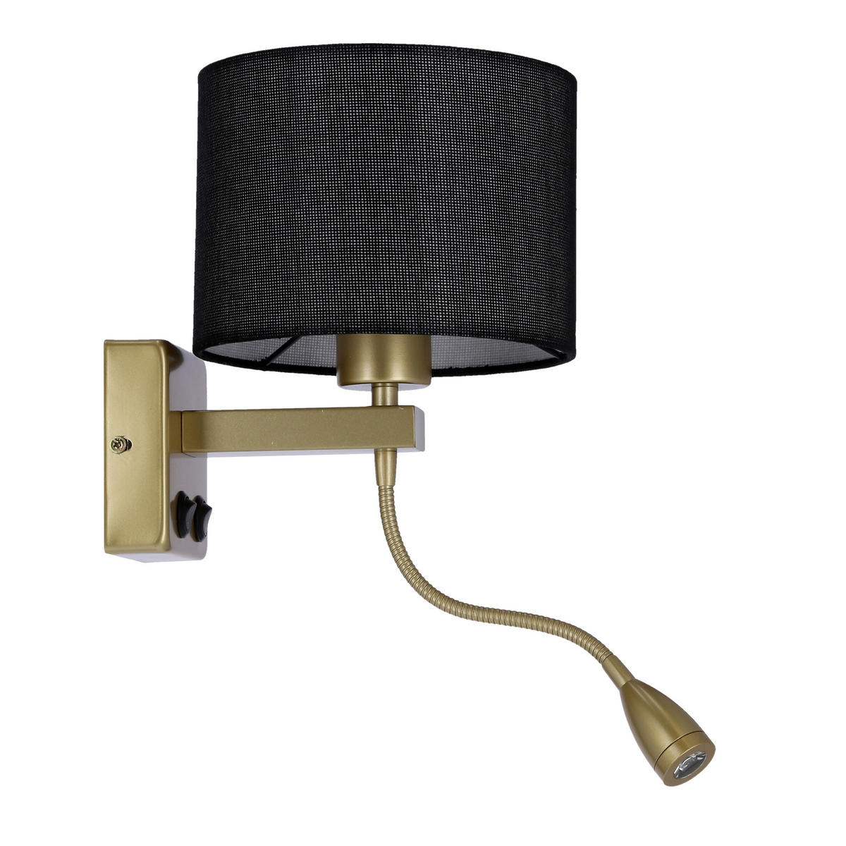 VÄGGLAMPA Polo 18/22/44 cm   - svart/guldfärgad, Basics, metall/plast (18/22/44cm)