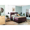 BOXSPRINGBETT 140/200 cm  in Dunkelrot  - Schwarz/Dunkelrot, Design, Textil/Metall (140/200cm) - Esposa