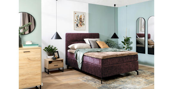 BOXSPRINGBETT 140/200 cm in Dunkelrot - Schwarz/Dunkelrot, Design, Textil/Metall (140/200cm) - Esposa