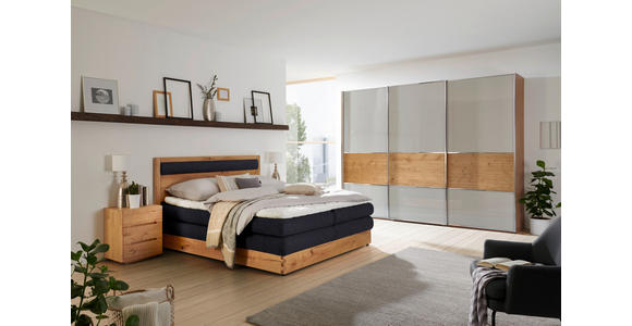 BOXSPRINGBETT 180/200 cm in Eichefarben, Dunkelblau - Eichefarben/Schwarz, KONVENTIONELL, Holz/Holzwerkstoff (180/200cm) - Valnatura