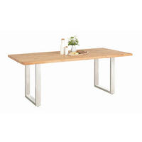 JEDILNA MIZA, v celoti masivno akacija barve akacije  - barve nerjavečega jekla/barve akacije, Design, kovina/les (160/90/77cm) - Carryhome