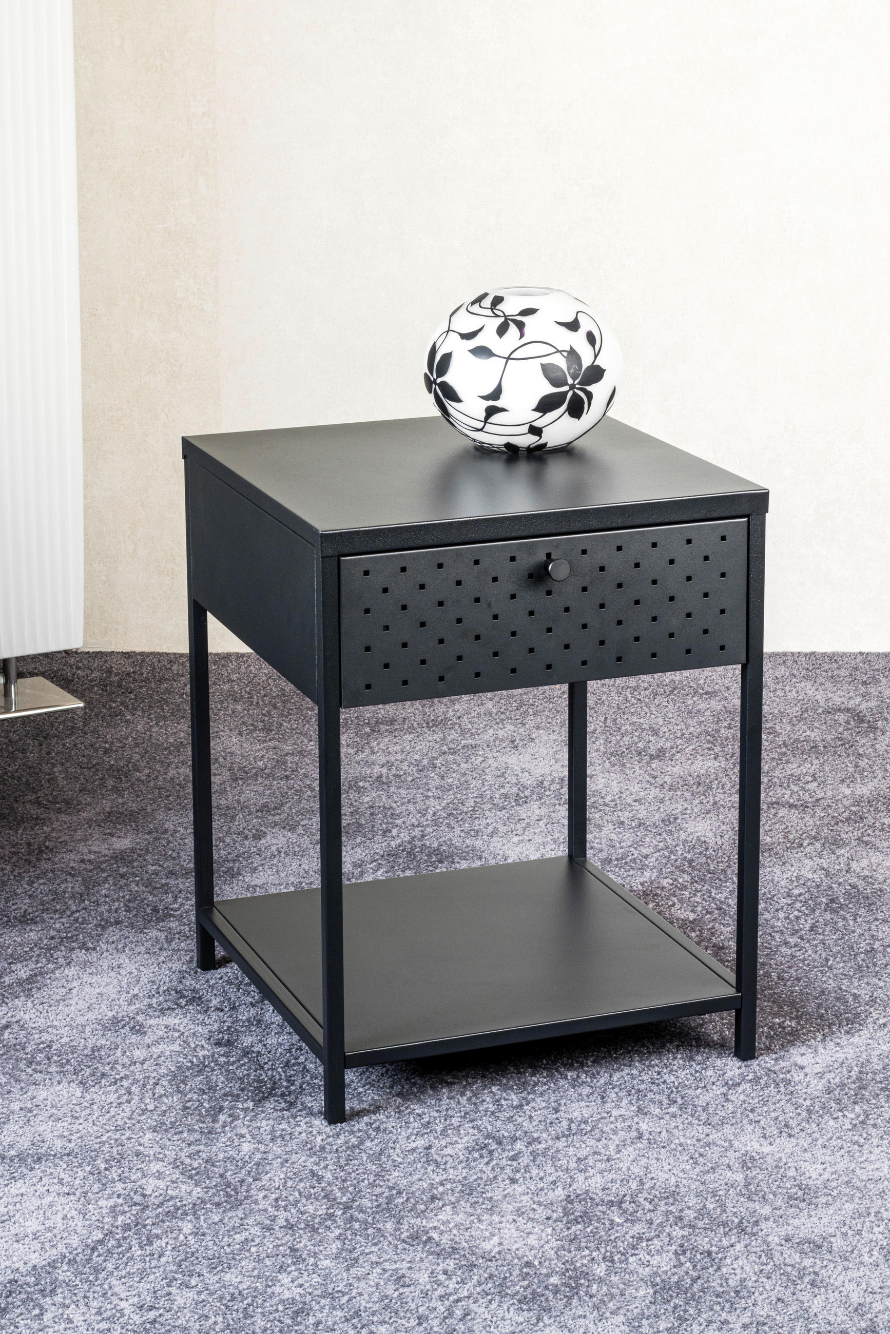 NACHTKÄSTCHEN 40/53/40 cm  in Schwarz  - Schwarz, Design, Metall (40/53/40cm)
