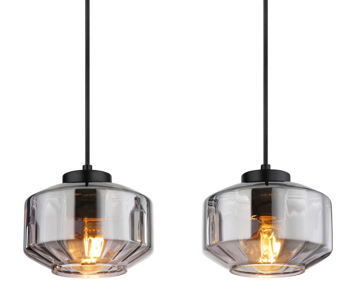 HÄNGELEUCHTE 96/18/120 cm    - Schwarz, Design, Glas/Metall (96/18/120cm) - Globo
