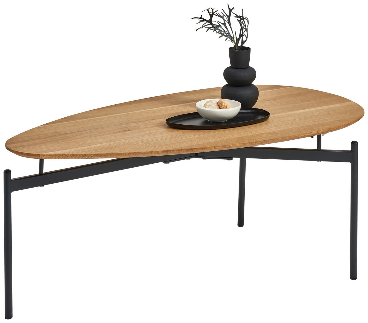 COUCHTISCH in Holz 110/60/42 cm  - Eichefarben/Schwarz, Design, Holz/Metall (110/60/42cm) - Novel