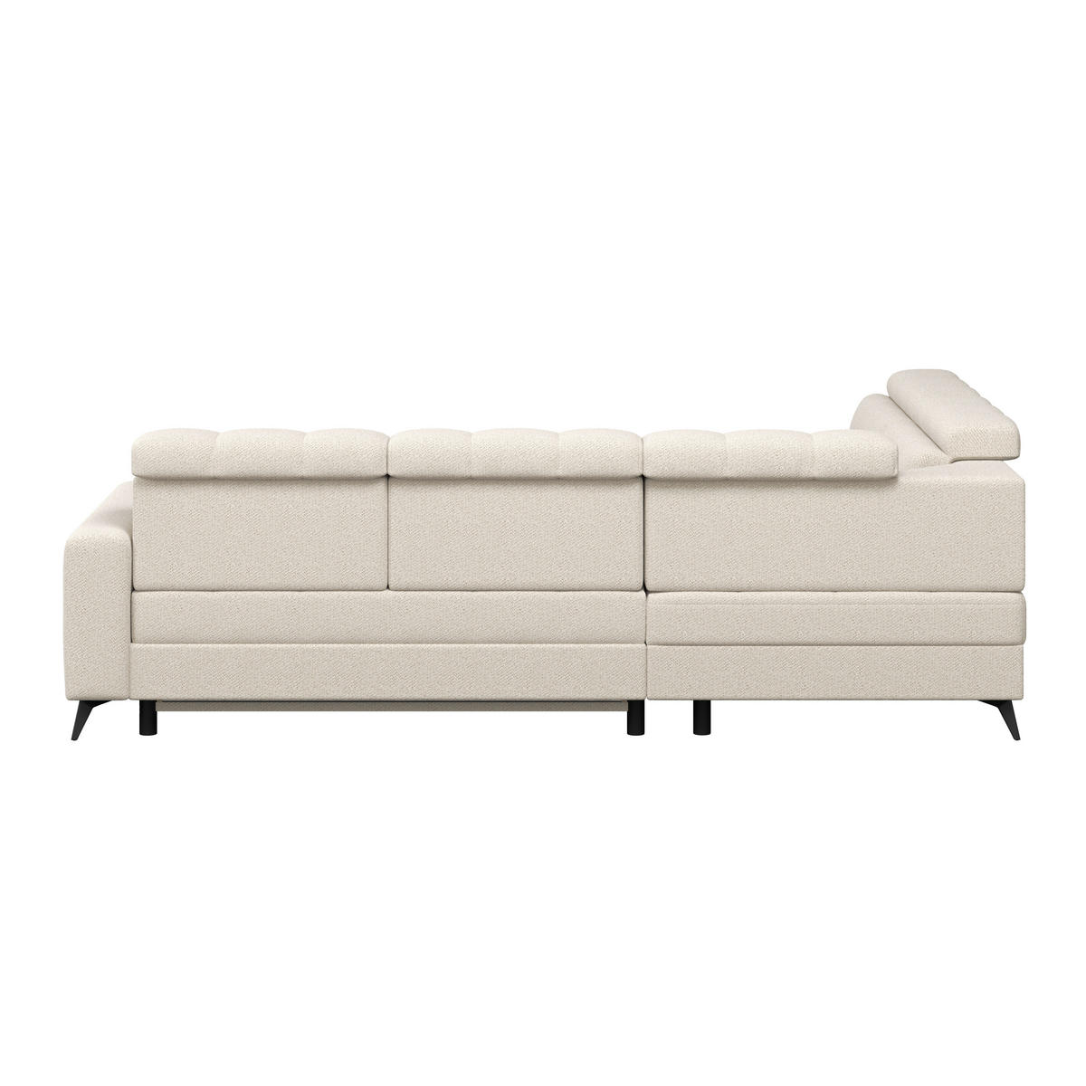 ECKSOFA BARLETTA NEW Creme Velours Bettkasten, Kopfteilverstellung, Sitztiefenverstellung, Liegefläche im Originalstoff  - Creme/Schwarz, ROMANTIK / LANDHAUS, Textil/Metall (228/289cm) - MID.YOU