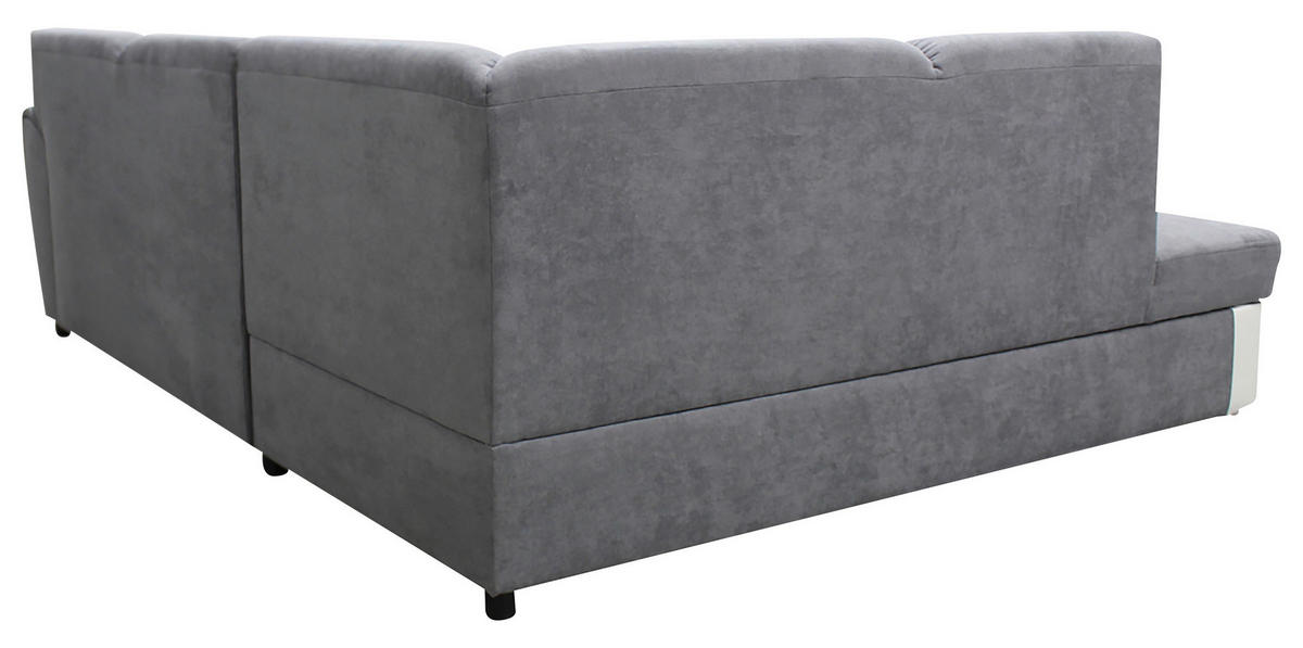 ECKSOFA Grau, Weiß Velours  - Silberfarben/Weiß, Design, Kunststoff/Textil (196/255cm) - MID.YOU