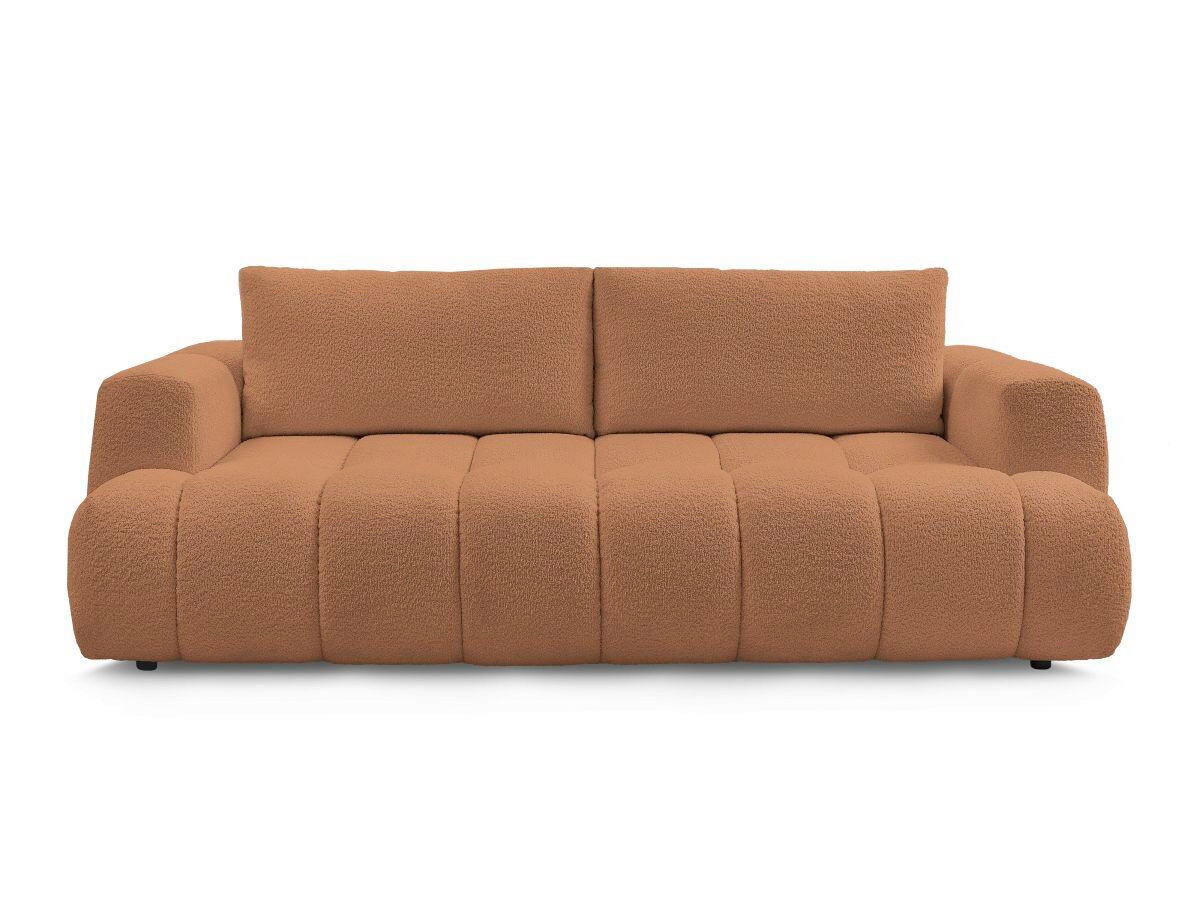 SCHLAFSOFA FUJI Bouclé Orange  inkl.  - Schwarz/Orange, MODERN, Kunststoff/Textil (251/113/88cm)