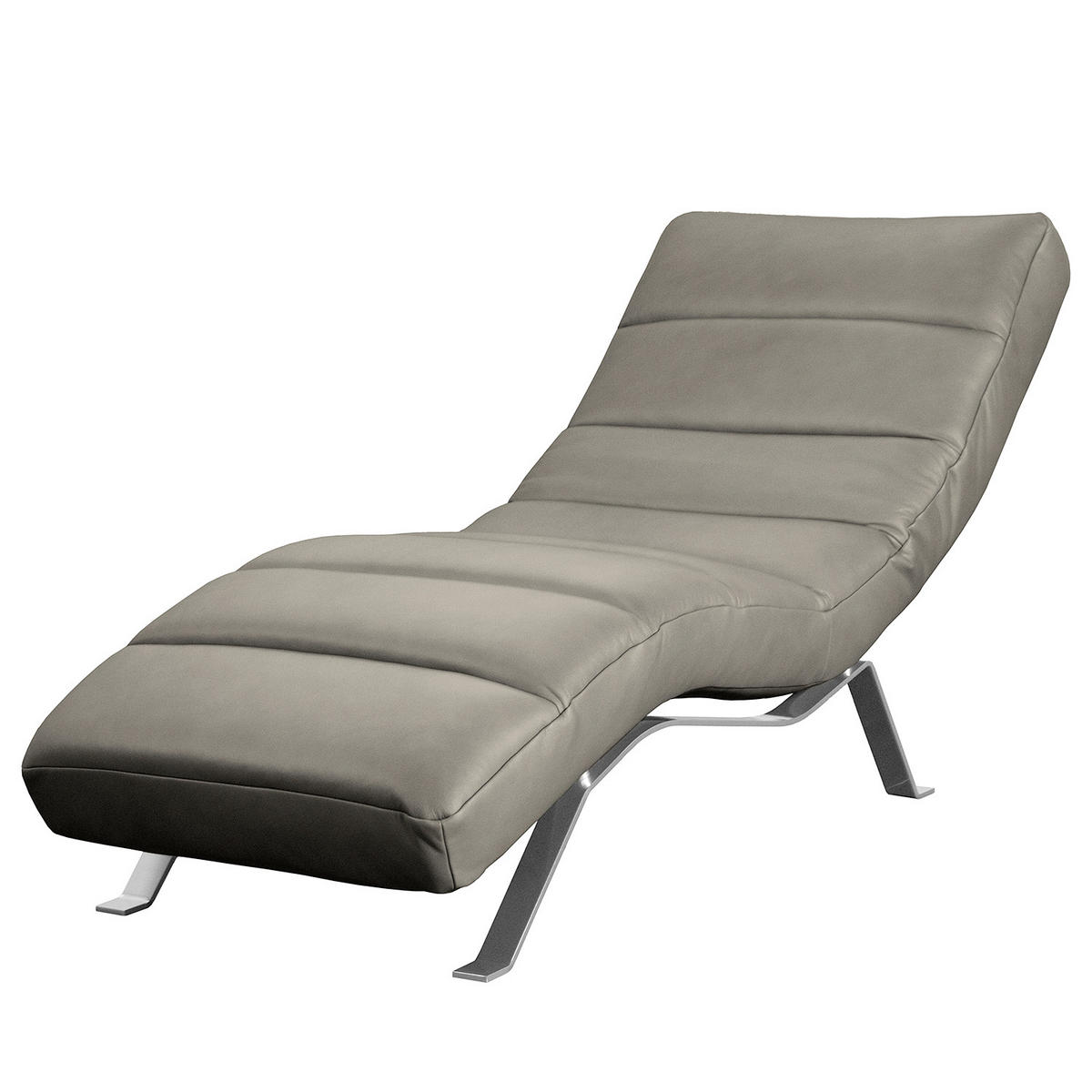 RELAXLIEGE in Echtleder Grau  - Silberfarben/Grau, Design, Leder/Metall (65/65-95/171cm) - Livetastic